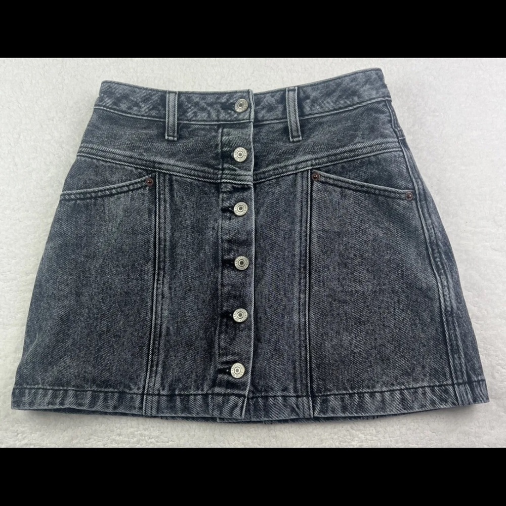 Abercrombie & Fitch Mini Skirt Womens 25/0 Natural Rise Denim Black Stonewash